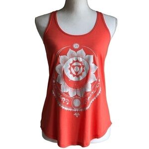 Billabong Orange Graphic Racerback Tank Top XS